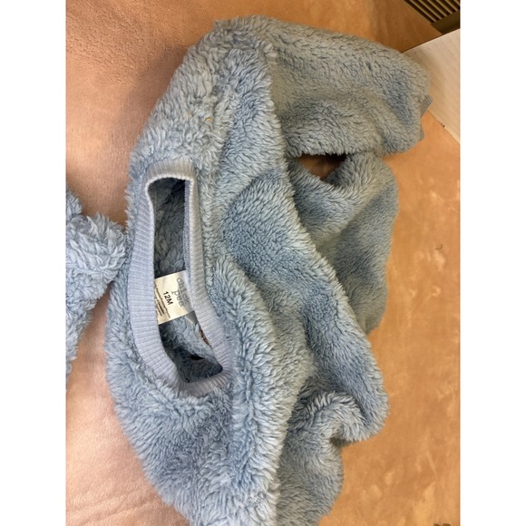 Chick Pea Baby Boys Girls Fuzzy Bear Pajamas Set 12M Blue - Picture 7 of 13